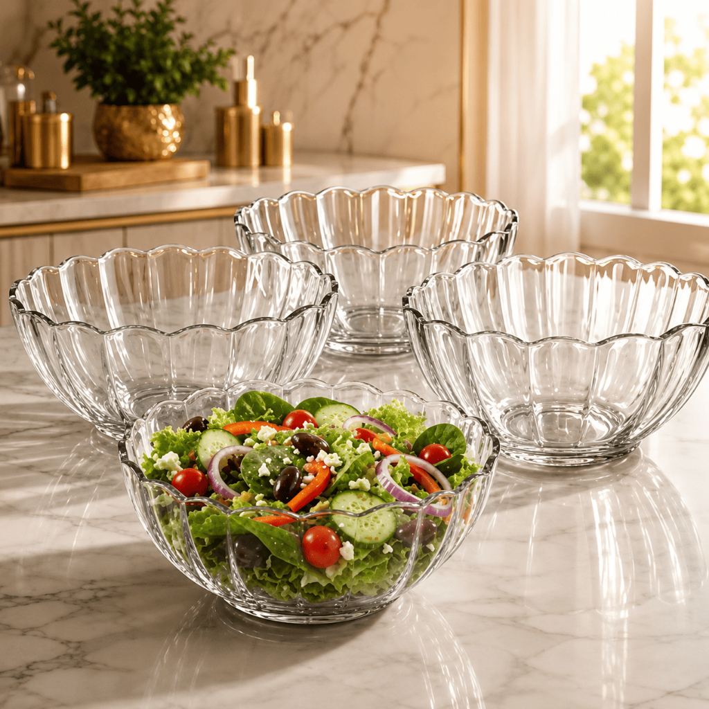 Kit Conjunto De Bowl De Vidro Ensaladeira Cozinha Salada Tigela Cumbuca Caldo Saladeira