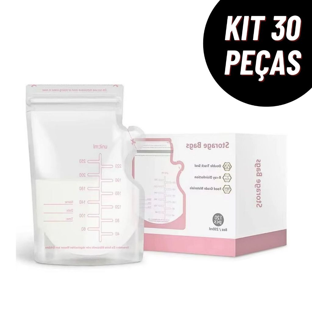 Kit 30 Sacos Saquinhos Congelar Leite Maternidade Bebê