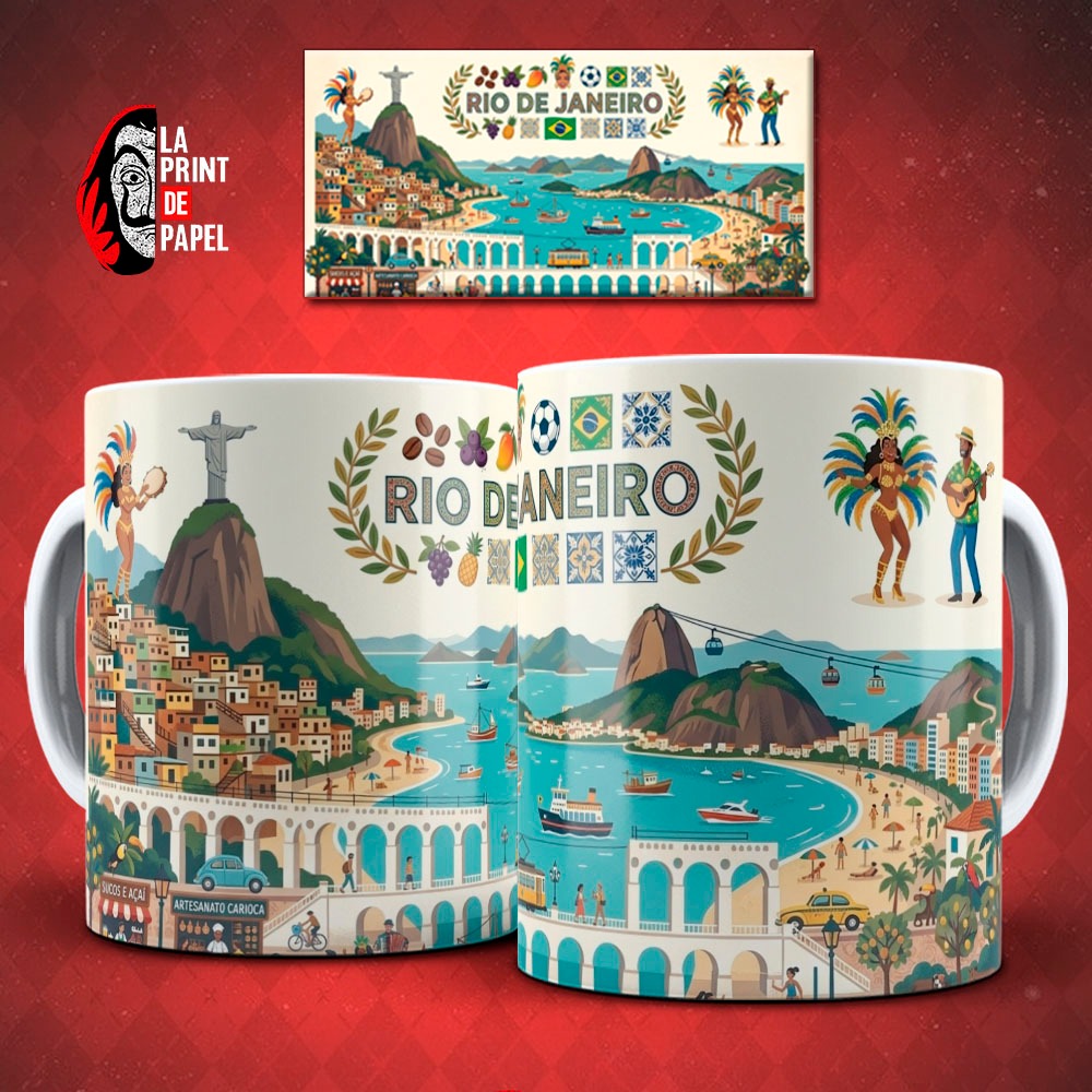 Caneca Personalizada Rio de Janeiro Cristo Redentor Copacabana 325ml Nome Souvenir Brasil