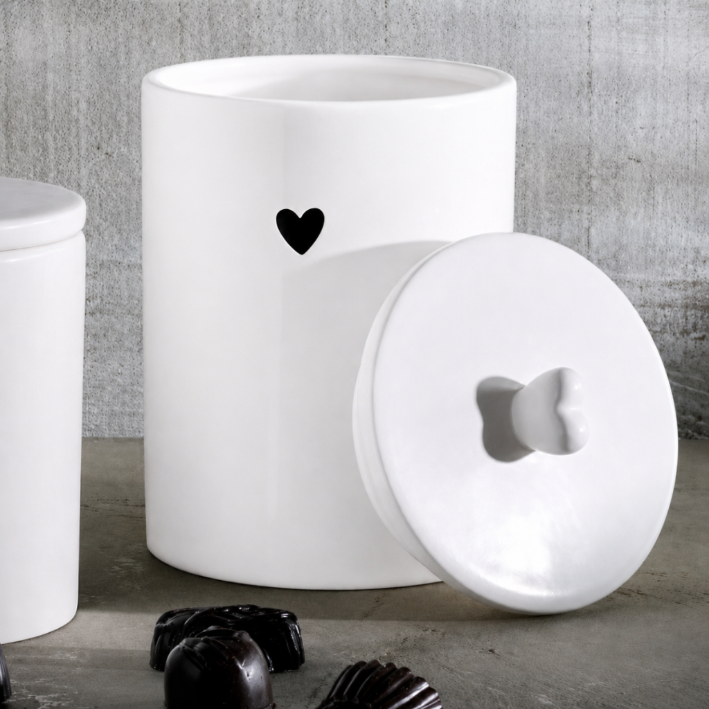 Potiche Pote Cerâmica Heart Branco 15cm Lyor Leves Defeitos