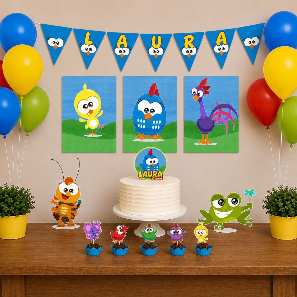ENVIO RÁPIDO Kit festa Galinha Pintadinha Mini Personalizado Bolinho Aniversário Lembrancinha - mesversário - mini festa