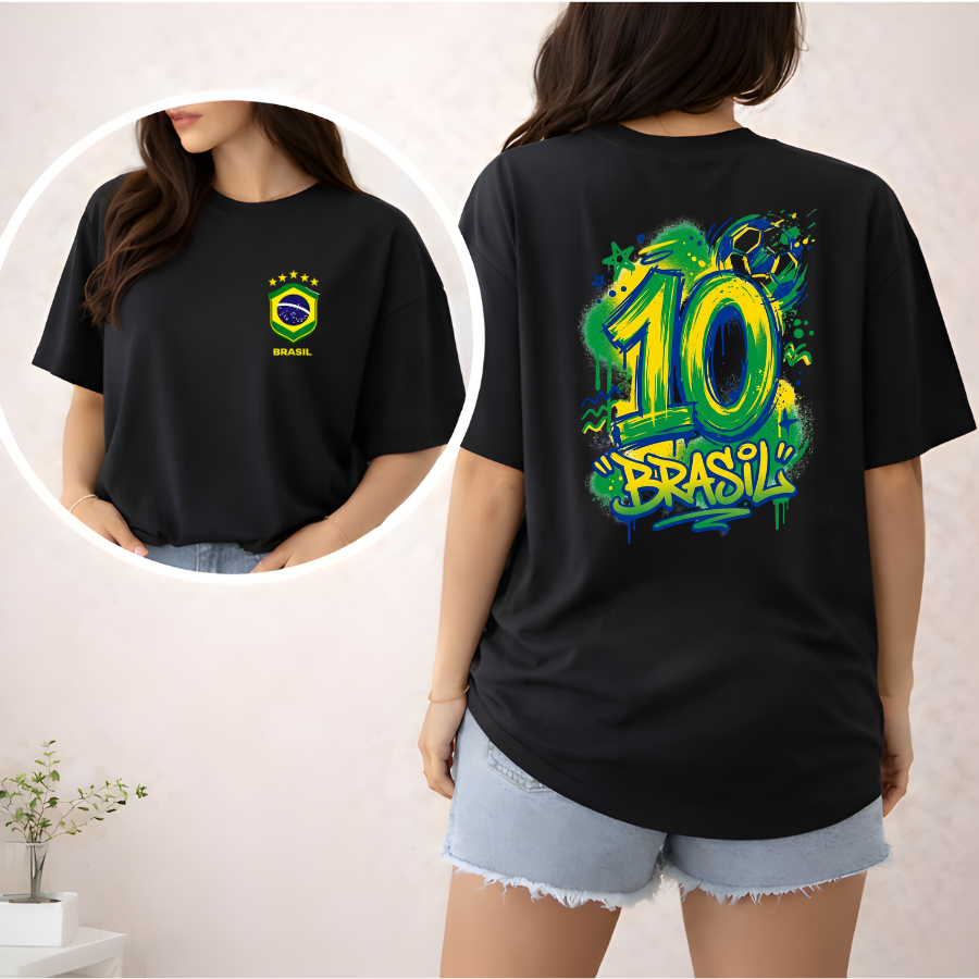 Camiseta Estampada Minimalista Streetwear "Seleção Brasileira" 100% Algodão Camisa Premium