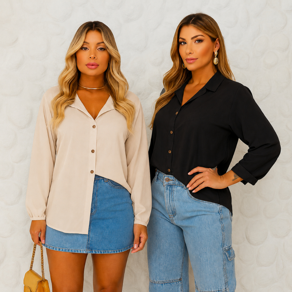 Camisa Social Feminina Manga Princesa Blusa Elegante e Moderna para Trabalho e Dia a Dia
