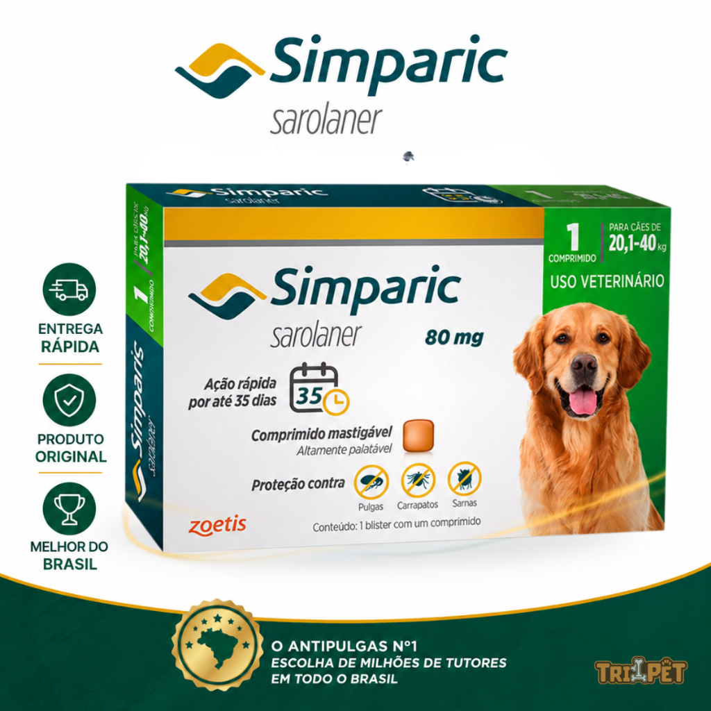 Simparic 80mg Antipulgas Para Cães 20,1-40kg