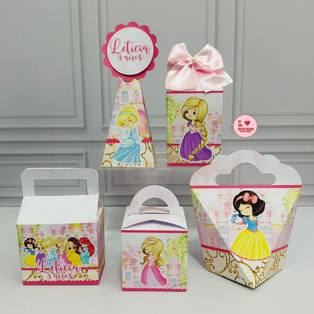 PEGUE E MONTE – Kit festa Lembrancinhas Personalizadas Princesas Disney - Caixinhas Personalizadas