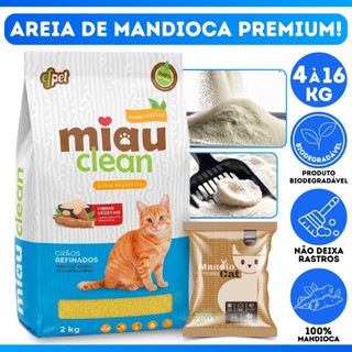 Areia MandioCat Biodegradável *4 à 16* Kg - Mandioca - Grãos Finos - MAIS BARATA