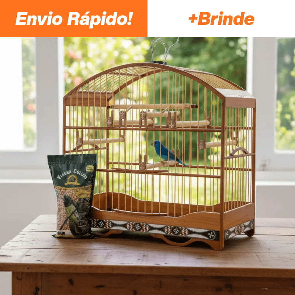 Gaiola Premium Casinha Luxuosa Para Aves Pequenas Coleiro Trinca Ferro Conforto Segurança Passarinho
