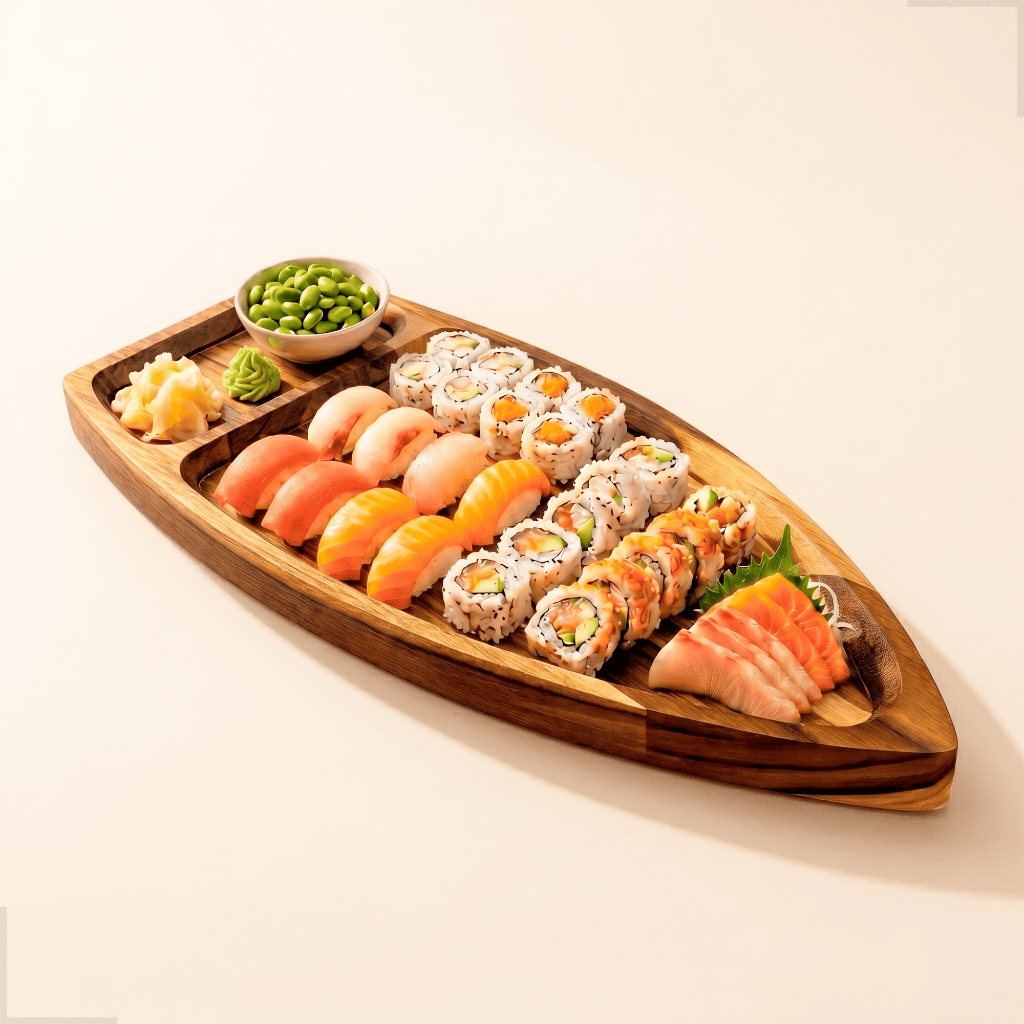 Barca Servir Sushi Comida Japonesa Petisqueira Tabua Madeira Teca Oriental Coreana Temaki Açaí