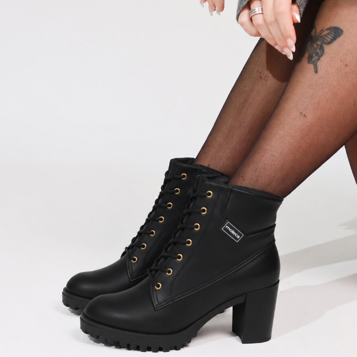 Bota Feminina Salto Bloco Plataforma Moleca Original