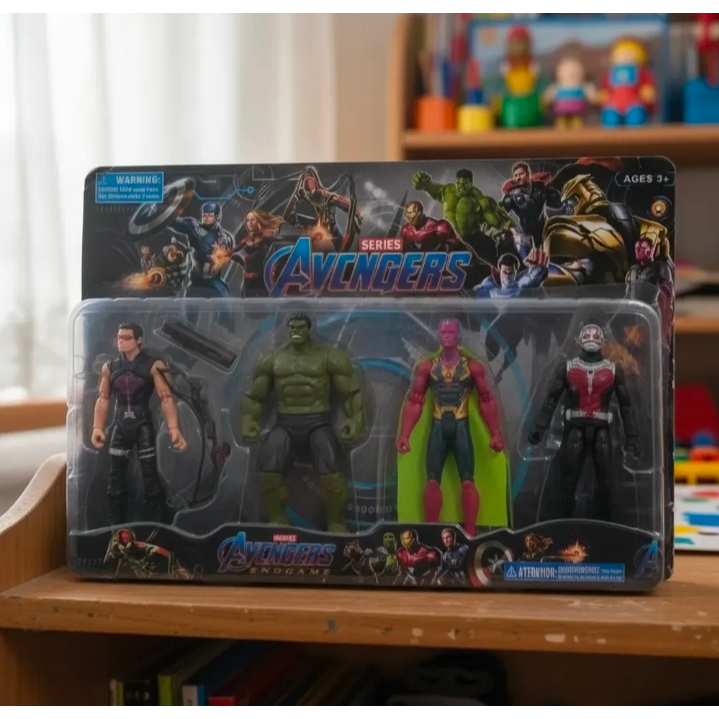 Kit Vingadores 4 Bonecos Heróis Articulado Com Luz Led Hulk - Homem Formiga - Visão - Gavião Arqueiro