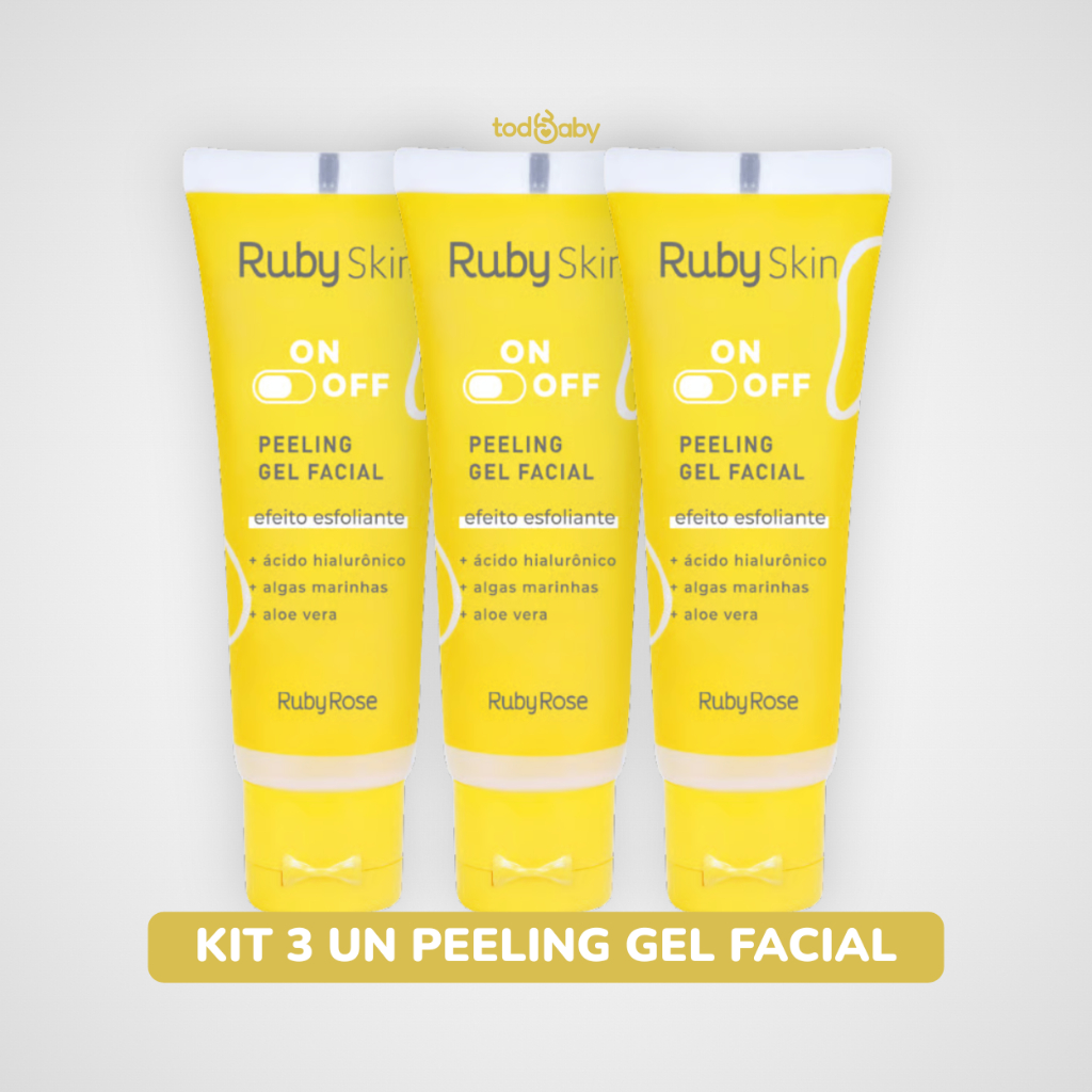 Kit 3 Peeling Gel Facial Ruby Rose® Esfoliante Limpeza Profunda Remove Impurezas