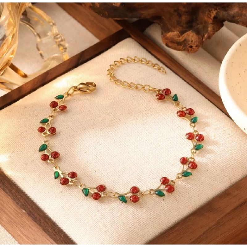 Pulseira Feminina Dupla Luxo Corações Aço Inoxidável Antialérgica Não Enferruja Ajustável