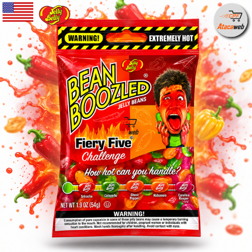 Balas Apimentadas Bean Boozled Fiery Five Desafio 53g Importado USA - Jelly Belly