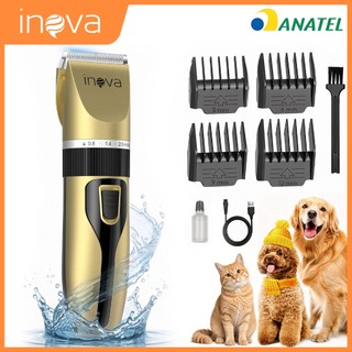 INOVA Máquina de Tosar Pet Profissional Sem Fio Recarregável Bivolt Silencioso Lâmina de Cerâmica 4 em 1