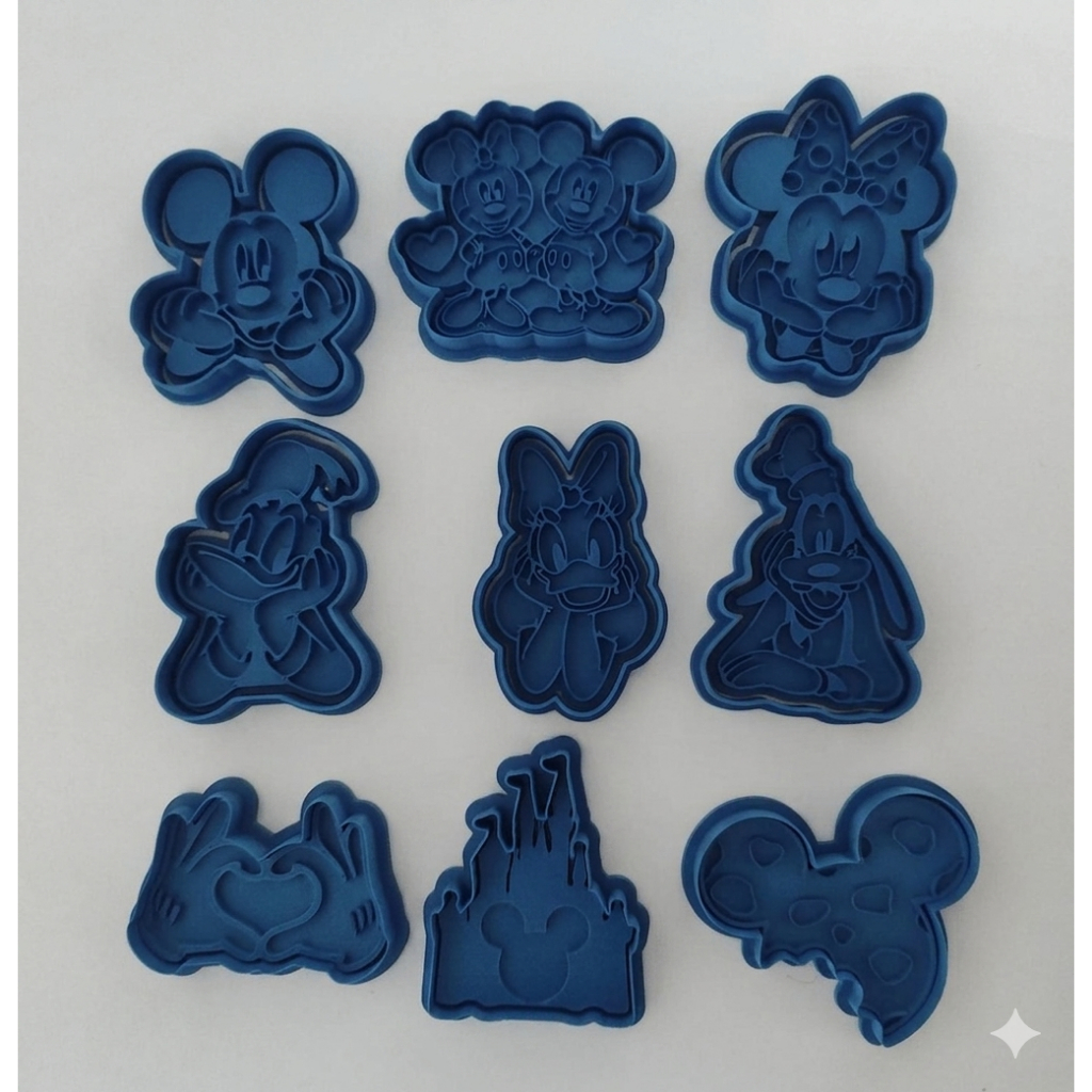 Kit 9 Cortador Marcador Disney Mickey Donald Pateta Pasta Americana