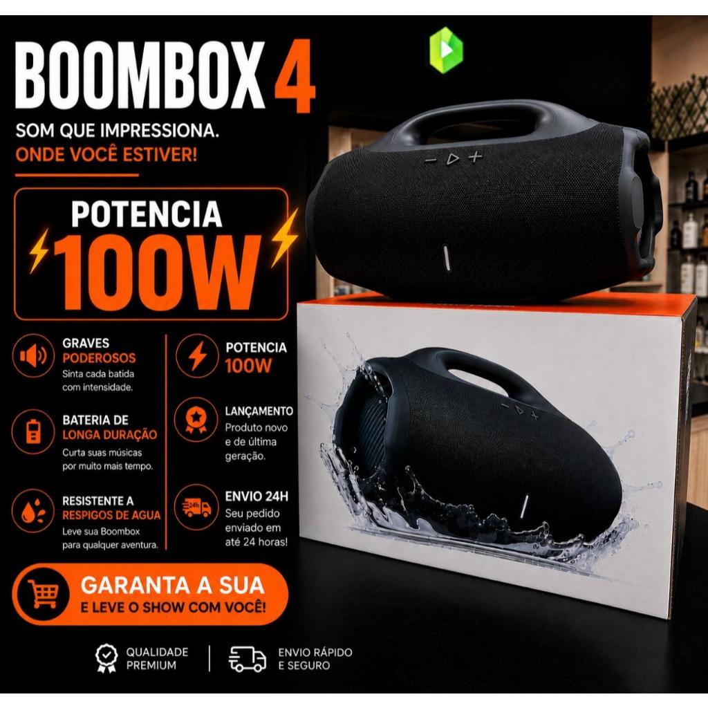 Boombox 4 Caixa de Som 100W GIGANTE 33CM ou 23cm ALTA POTÊNCIA, bluetooth 14H de Som , pen-drive , SD , Entrada Tipo-c