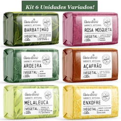 Kit 6 Unidades Sabonetes de 110g Cheiro D Ervas (Barbatimão, Rosa Mosqueta, Açafrão, Aroeira, Melaleuca e Enxofre)