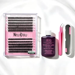 Kit Completo NewShow Cílios 240 Clusters Volume Max Curvatura D Volume Natural com Cola e Pinça