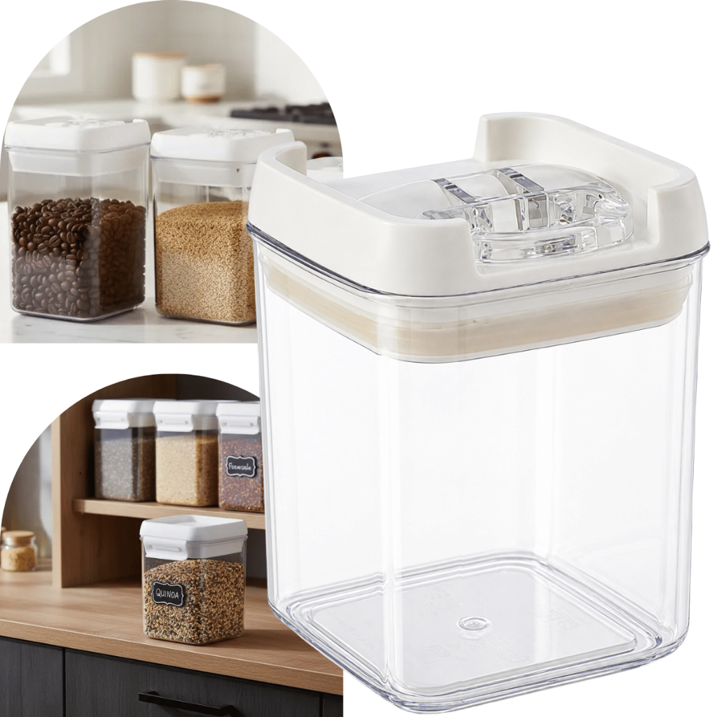 Pote Porta Mantimento Hermético C/ Trava Transparente 300 Ml Grãos Bolachas Cereais Tempero