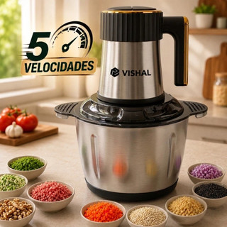 2/3 Litros Processador de Alimentos 5 Velocidades Bivolt - Picador e Triturador de Carne, Mixer Elétrico para Cozinha