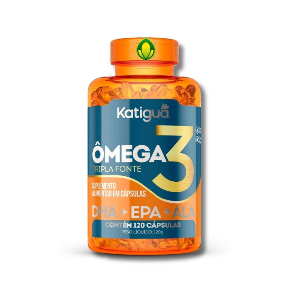 ÔMEGA 3 Tripla Fonte 1000mg Katiguá  60 cápsulas ou 120 cápsulas Óleo de Peixe 100% Puro Premium
