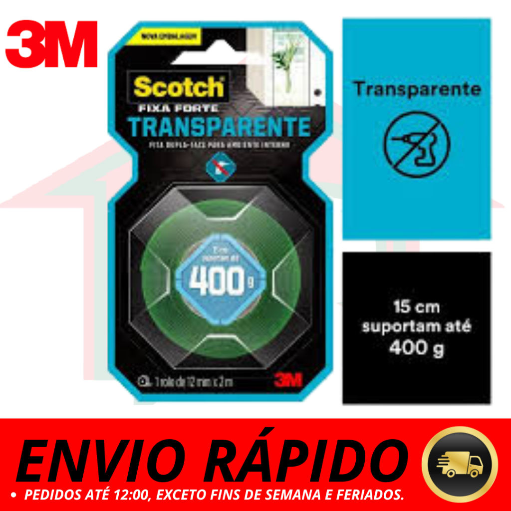 Fita Dupla Face 3M Original Fixa Forte 400g 12X2 Fixa Quadro Espelhos