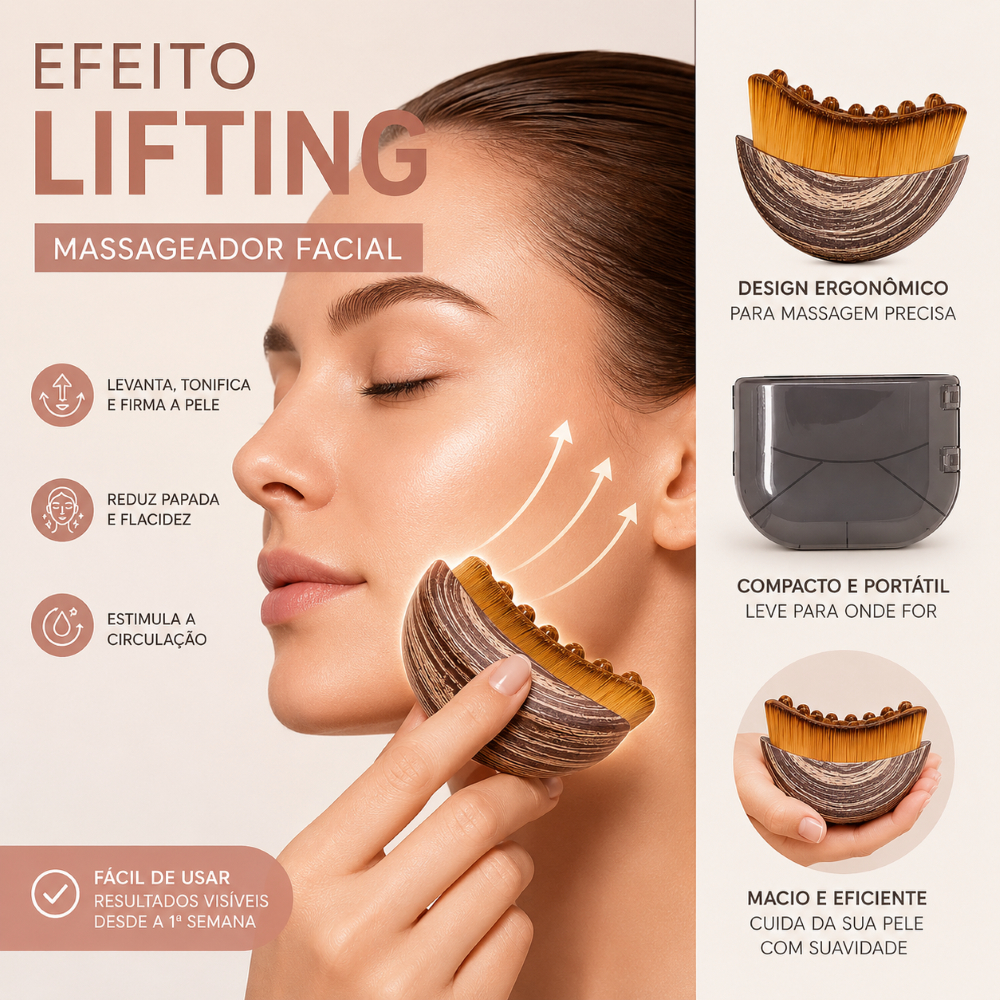 Escova Facial Drenagem Linfática Contorno Rosto Massageador Facial Anti Inchaço Massagem