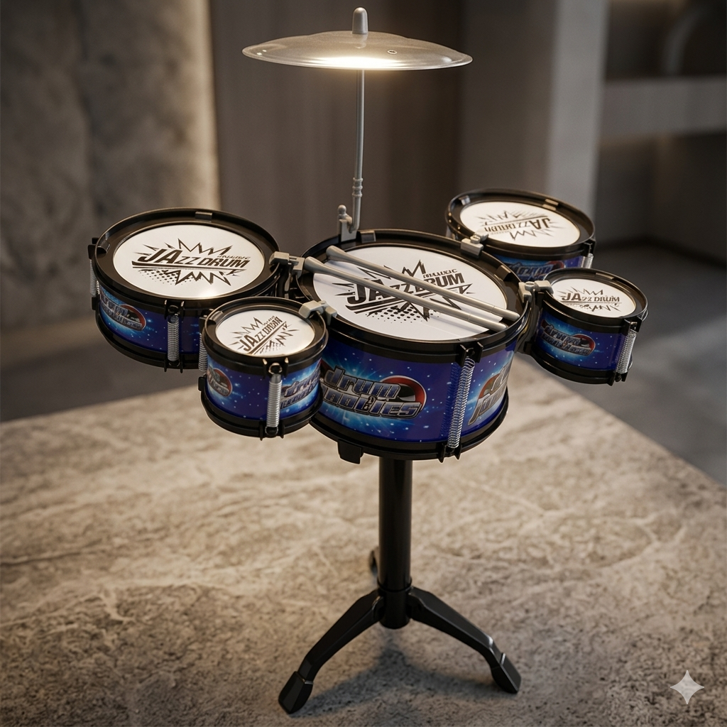 Mini Bateria Infantil Musical 5 Tambores Colorido Educativo Portatil Criancas