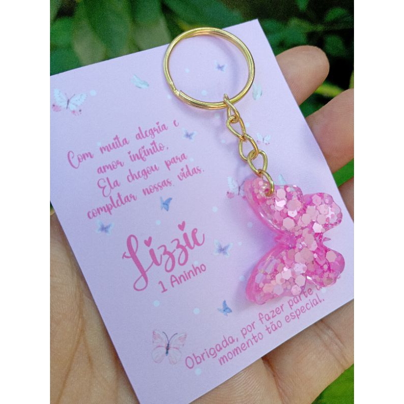Kit 30 Chaveiro Borboleta 3Cm Personalizado|Resina|Lembrancinha|Luxo|Aniversário|Maternidade|Clientes|festa|Menina|15ano