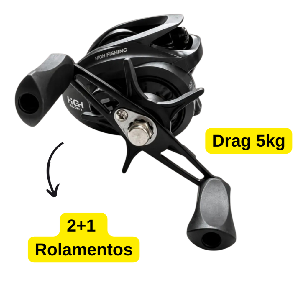 Carretilha De Pesca Esportiva HIGH FISHING ALBATROZ Drag 5Kg Pesca Esportiva