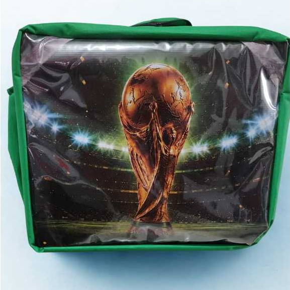 BAG MOTOBOY MOCHILA BAG LAMINADA ISOPOR 45 LITROS VERDE TAÇA COPA DO MUNDO