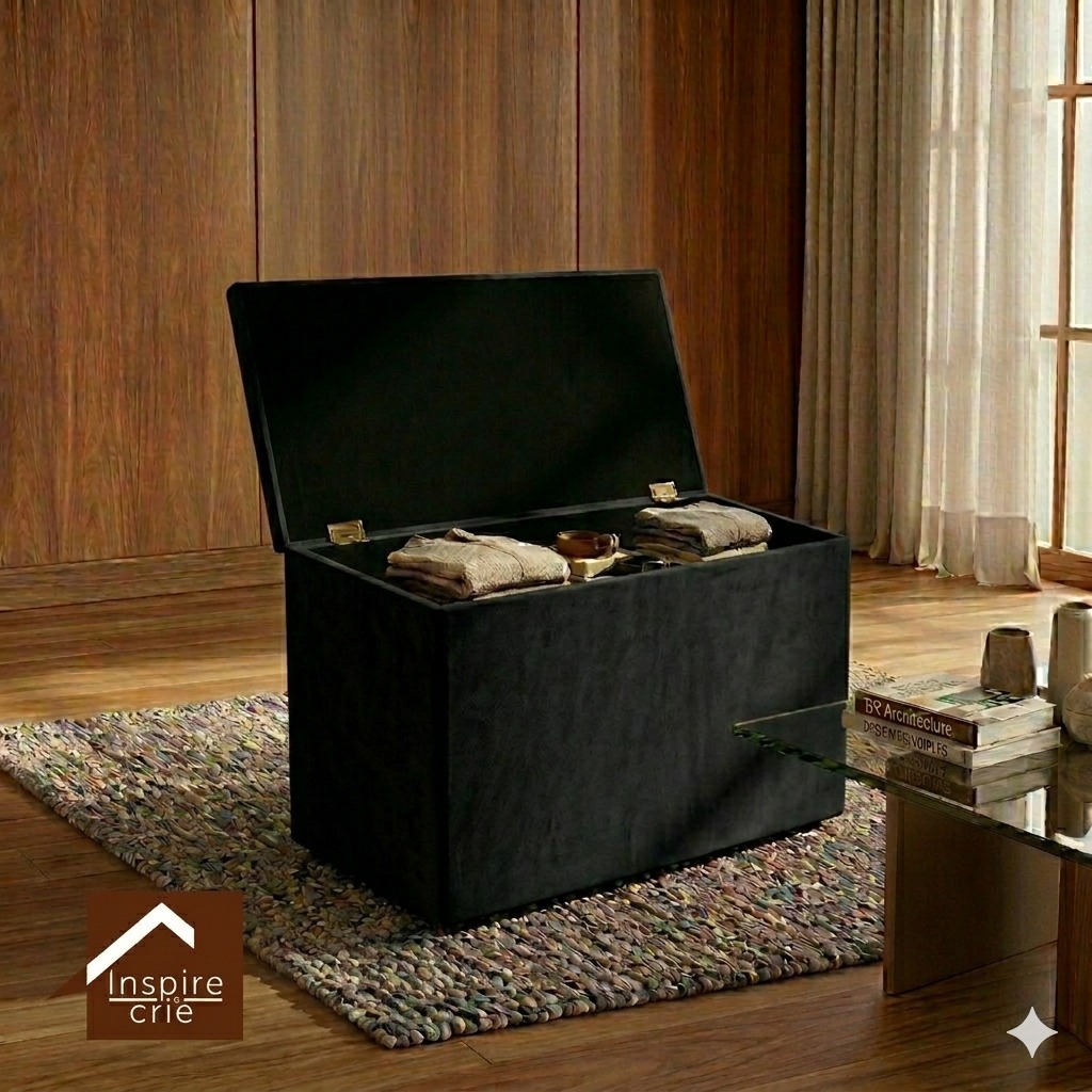Puff Baú Suede Reforçado Organizador de Roupas, Sapatos e Brinquedos Artesanal