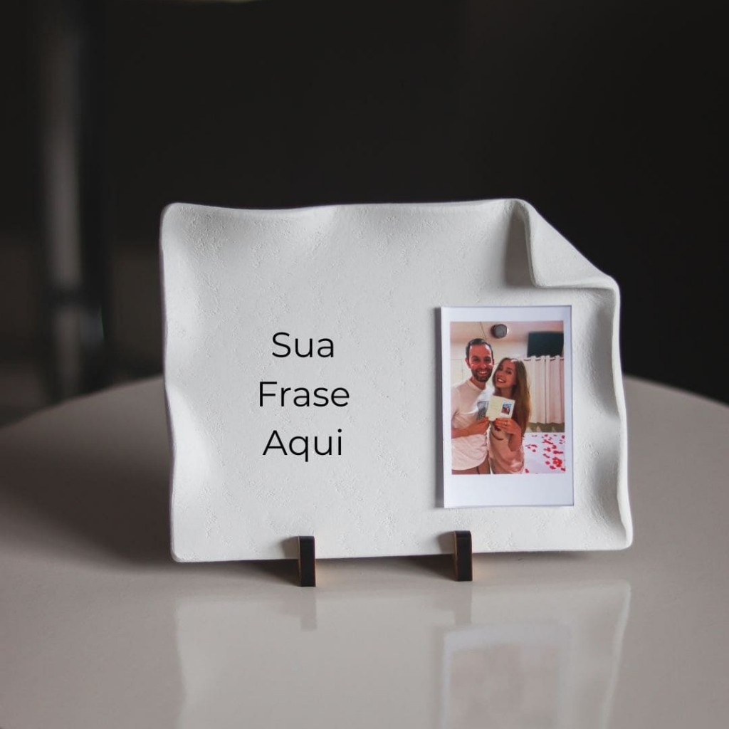 Presente Criativo | Quadro Personalizado com Foto e Frase em Cerâmica Fria Artesanal |  Tamanho 18,5x15cm