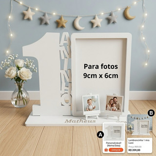 Kit 30 Lembrancinhas 1 Ano em MDF Branco - Personalizado com Nome e Data. O presente perfeito para marcar data especial