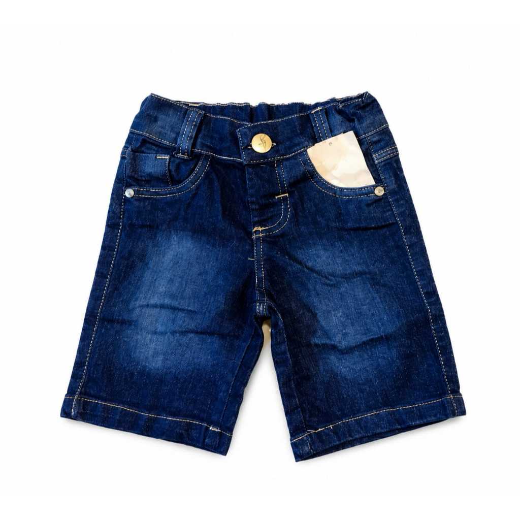 Bermuda Jeans Infantil Masculina com Elastano e Regulador Menino