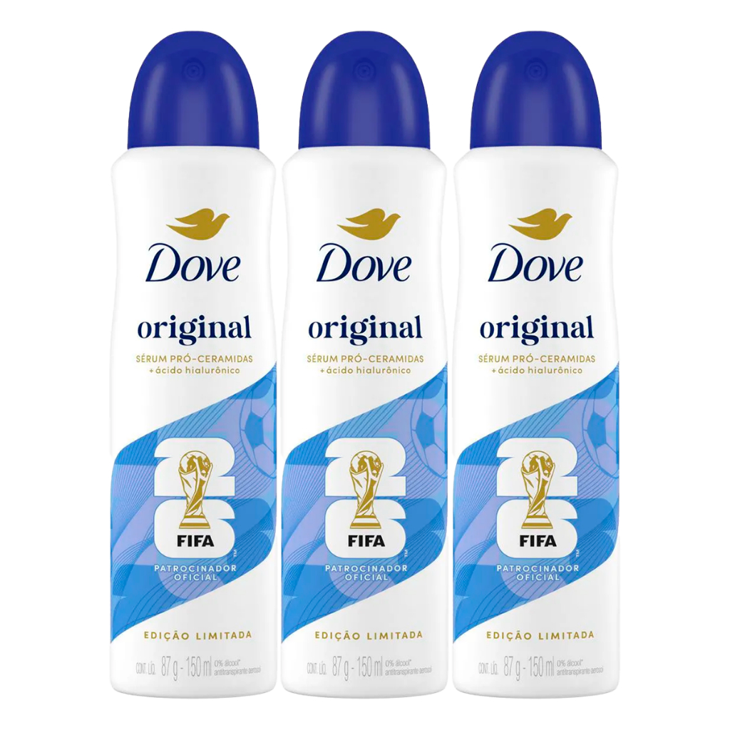 Kit  3 Unidades Desodorante Dove Original Aerosol 150ml/89g