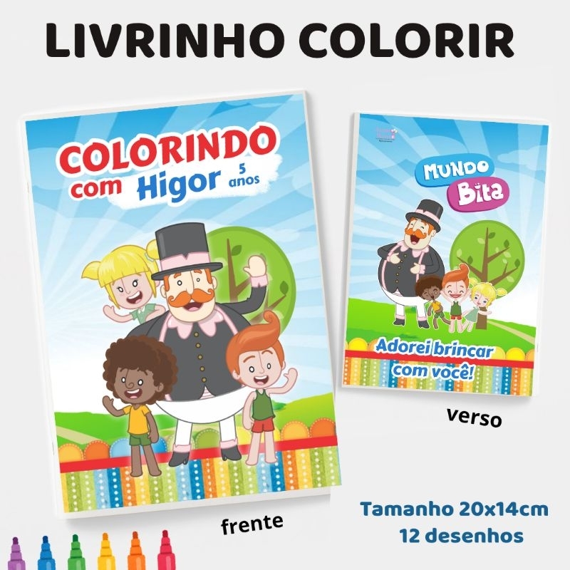10 Livrinhos Colorir MUNDO BITA personalizados, lembrancinhas aniversário festa Infantil