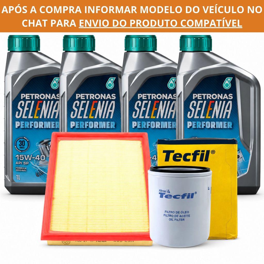 Kit 4 Óleos Motor Selenia Performer 15W40 4 Litros + Filtro de Óleo + Filtro de Ar