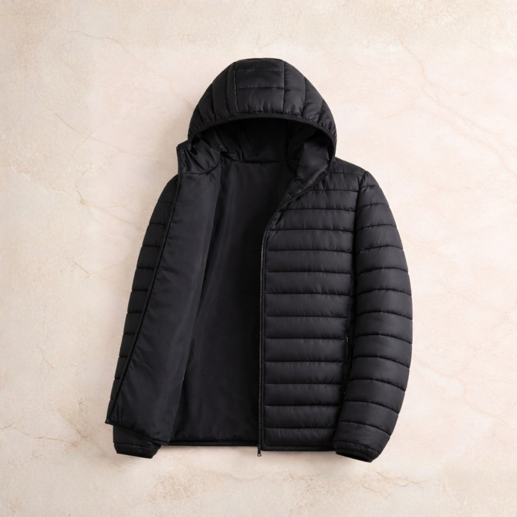 Jaqueta Puffer Peluciada Impermeável com Capuz Casaco de Frio Bobojaco Masculino