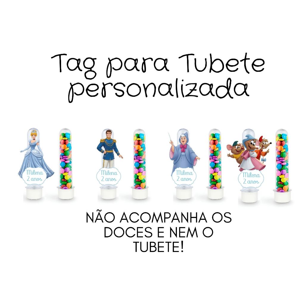 Apliques 3D para Tubete Personalizado Cinderela - Lembrancinhas Personalizadas - Aniversário - Festa