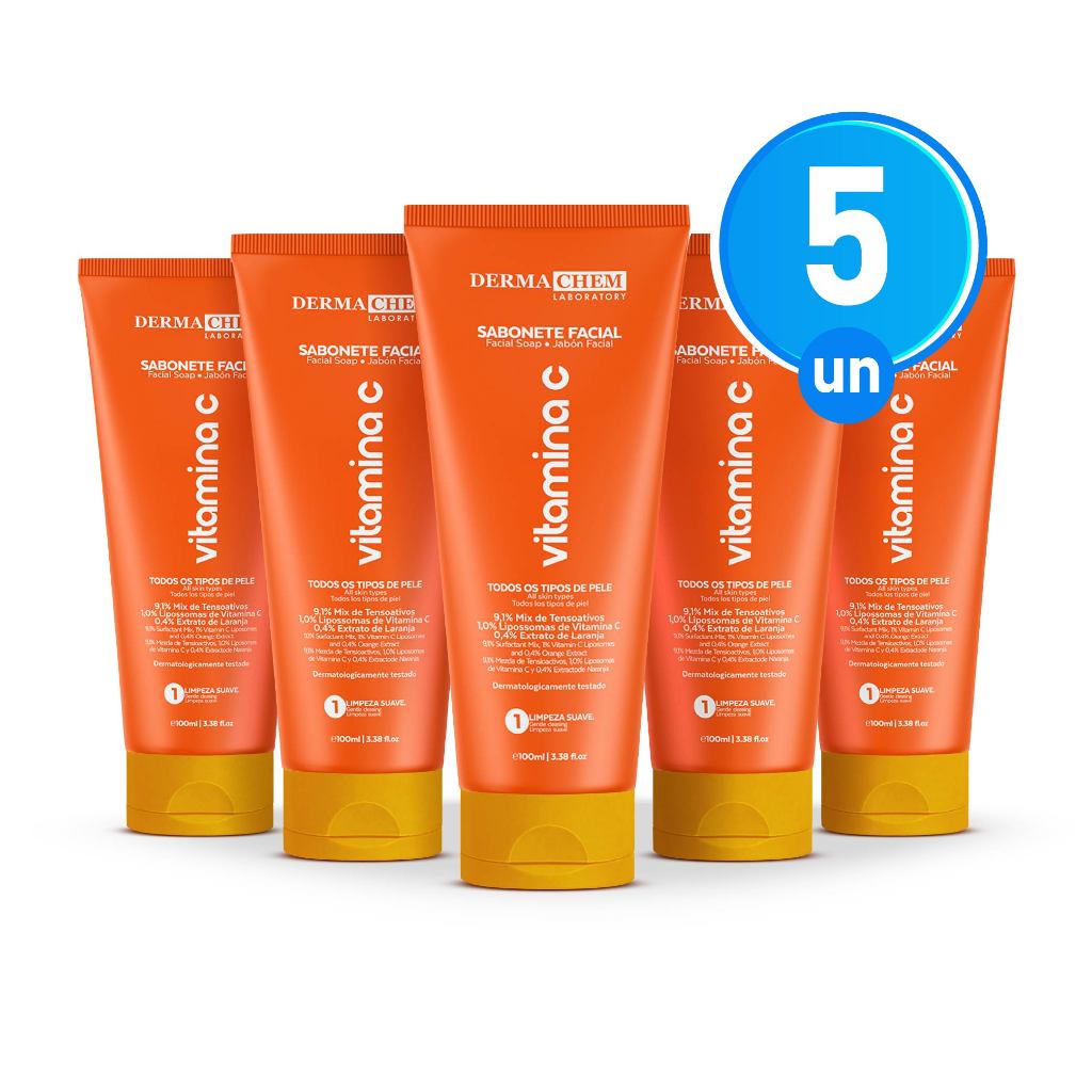 Kit 5 Sabonete Vitamina C Anti-Idade 100ml Dermachem