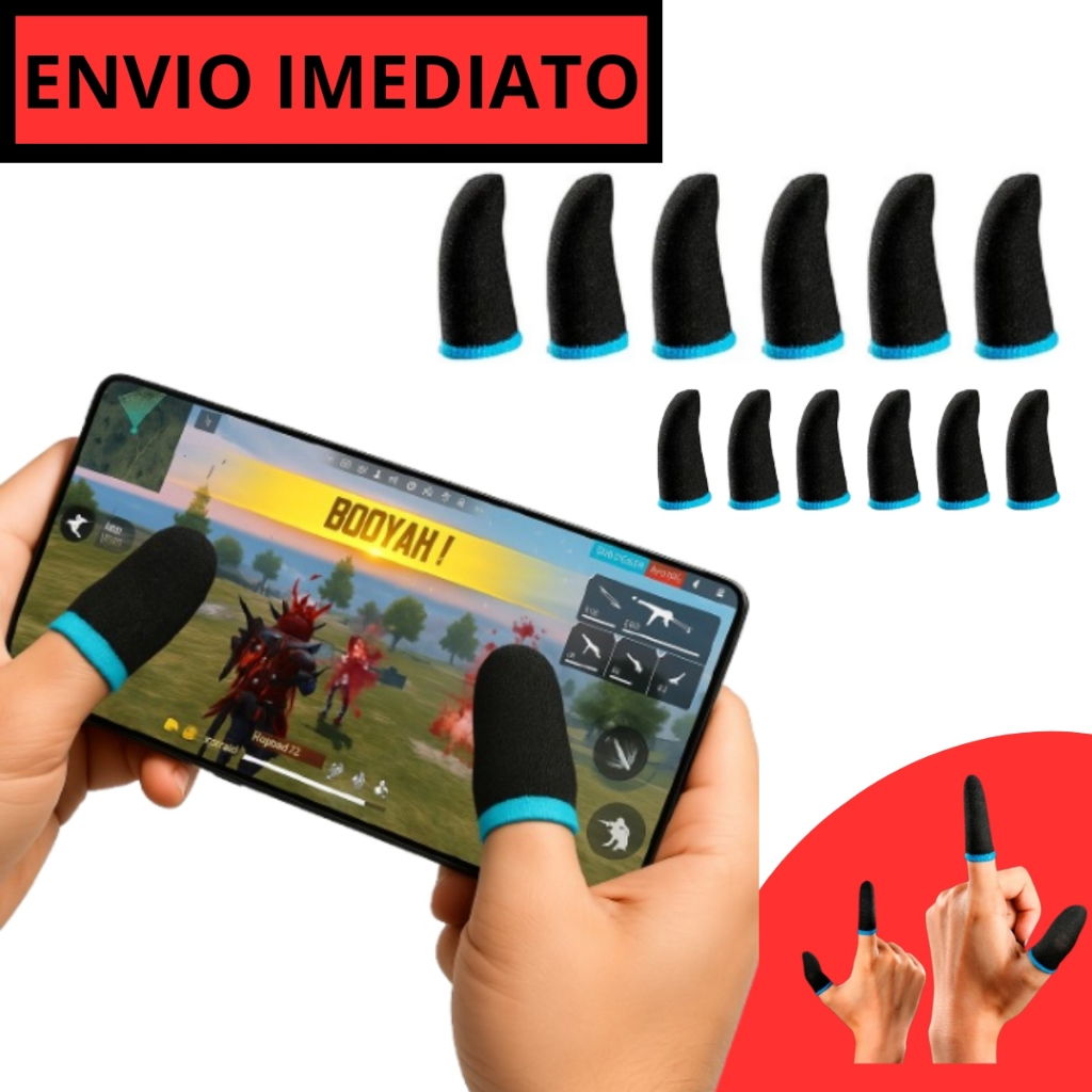 Kit Luvas de Dedo Anti Suor Profissional para Celular Gamer Jogos Game Free Fire Pubg COD Luvinha