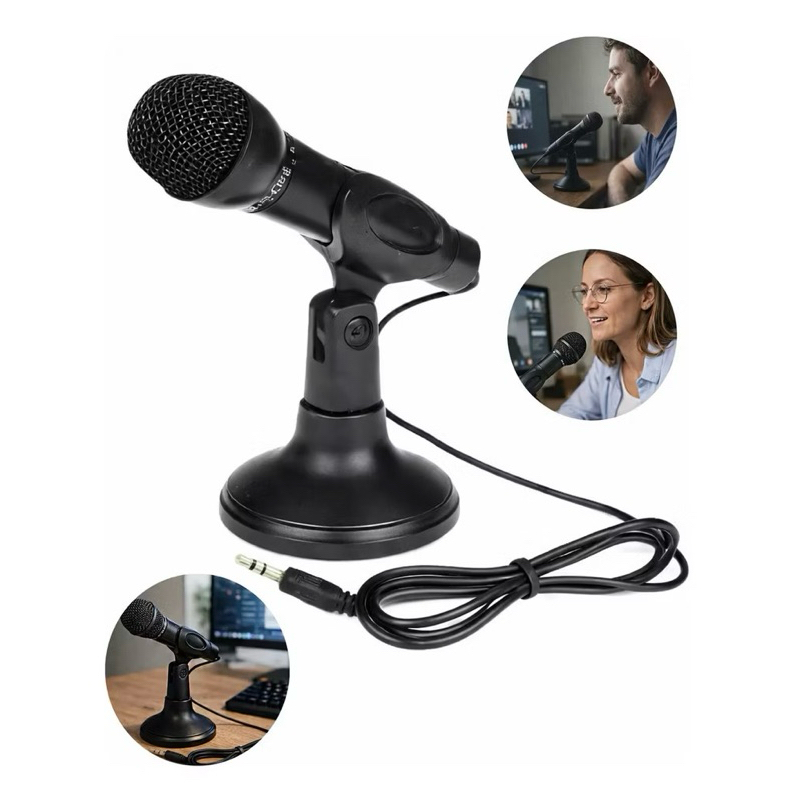 Kapbom Microfone De Mesa P2 3,5mm Elimina Ruído Compatível Com Notebook Pc Tablet Telefone Celular
