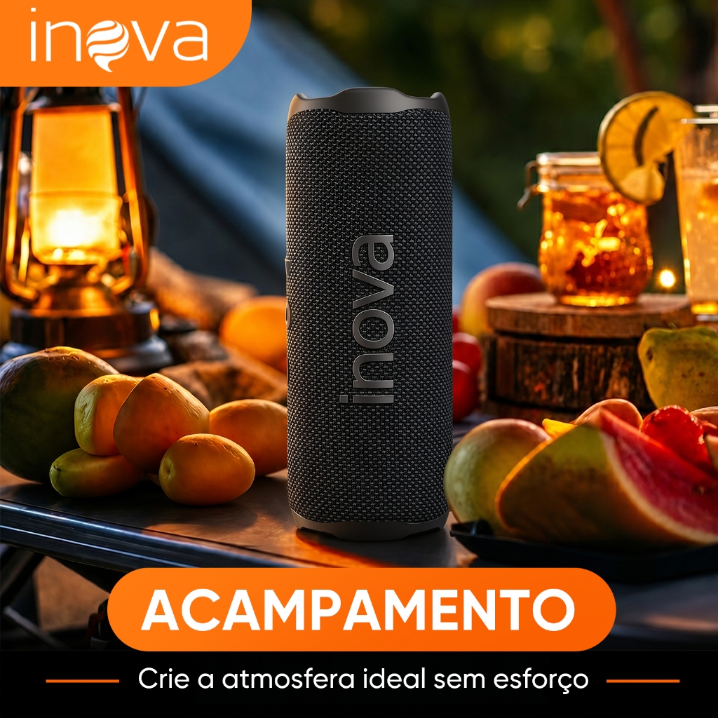 INOVA Caixinha De Som Bluetooth Tws Grave Potent Com Radio Portátil Alto Falante Estéreo Hifi Longa Duração