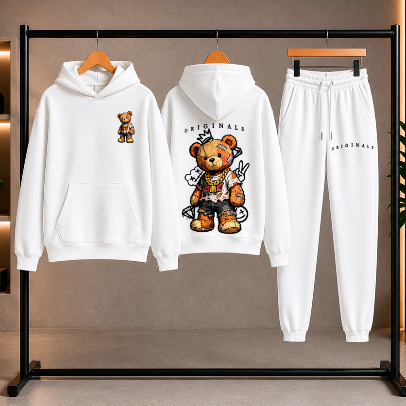 Conjunto Moletom Blusa e Calça Unissex Streetwear Estampado TEDDY ORIGINALS Lançamento