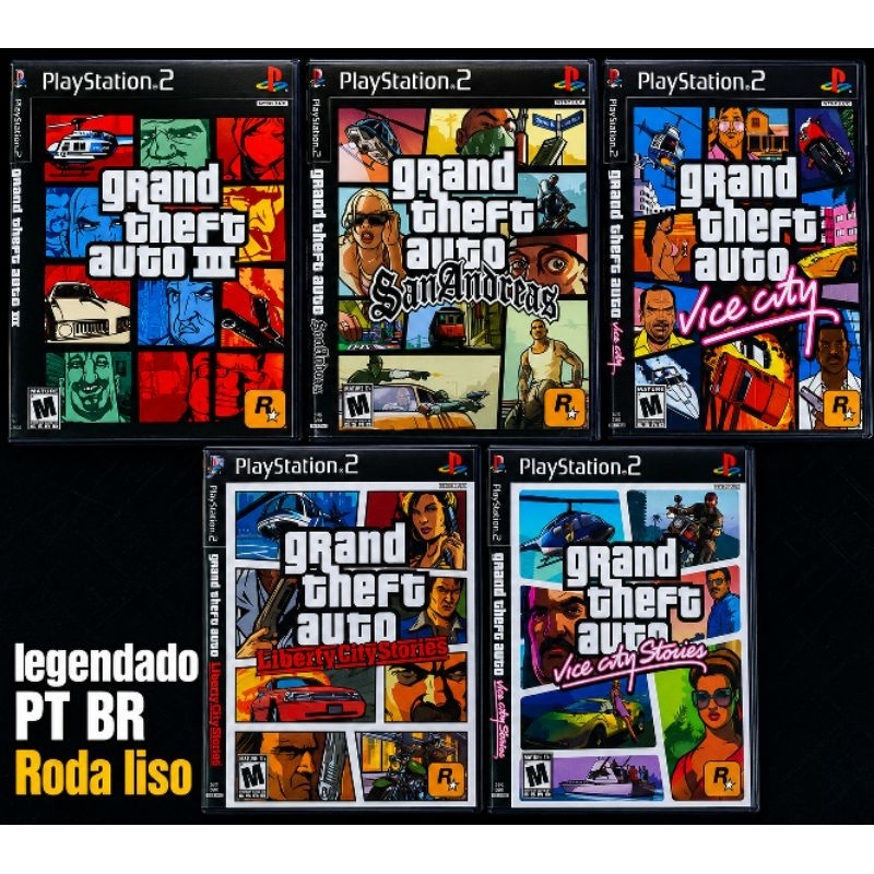 Kit 5 Jogos PS2 GTA 3 - Vice City - San Andreas - Liberty City Stories - Vice City Stories - Envio Imediato
