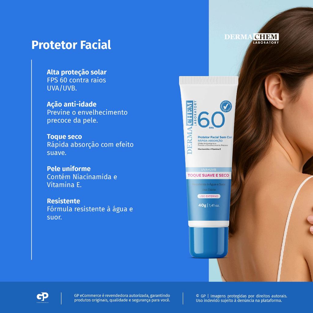 Kit 6 Protetor Solar Rosto FPS60 40g Dermachem · foto 2