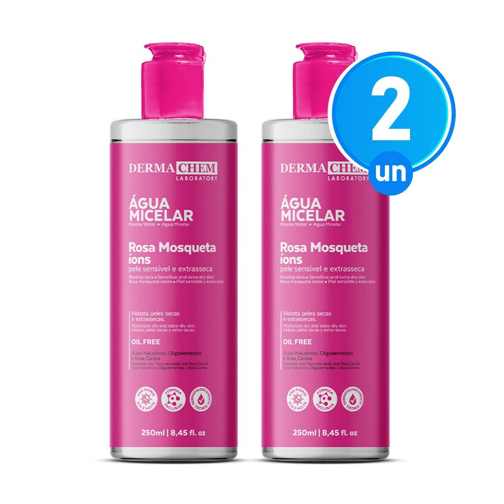 Kit 2 Água Micelar Rosa Mosqueta 250ml Dermachem