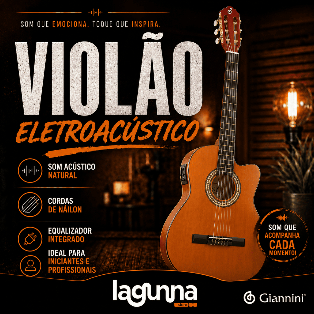 Violão Eletroacústico Nylon Flat Giannini Start NF-14 CE N Natural com Afinador