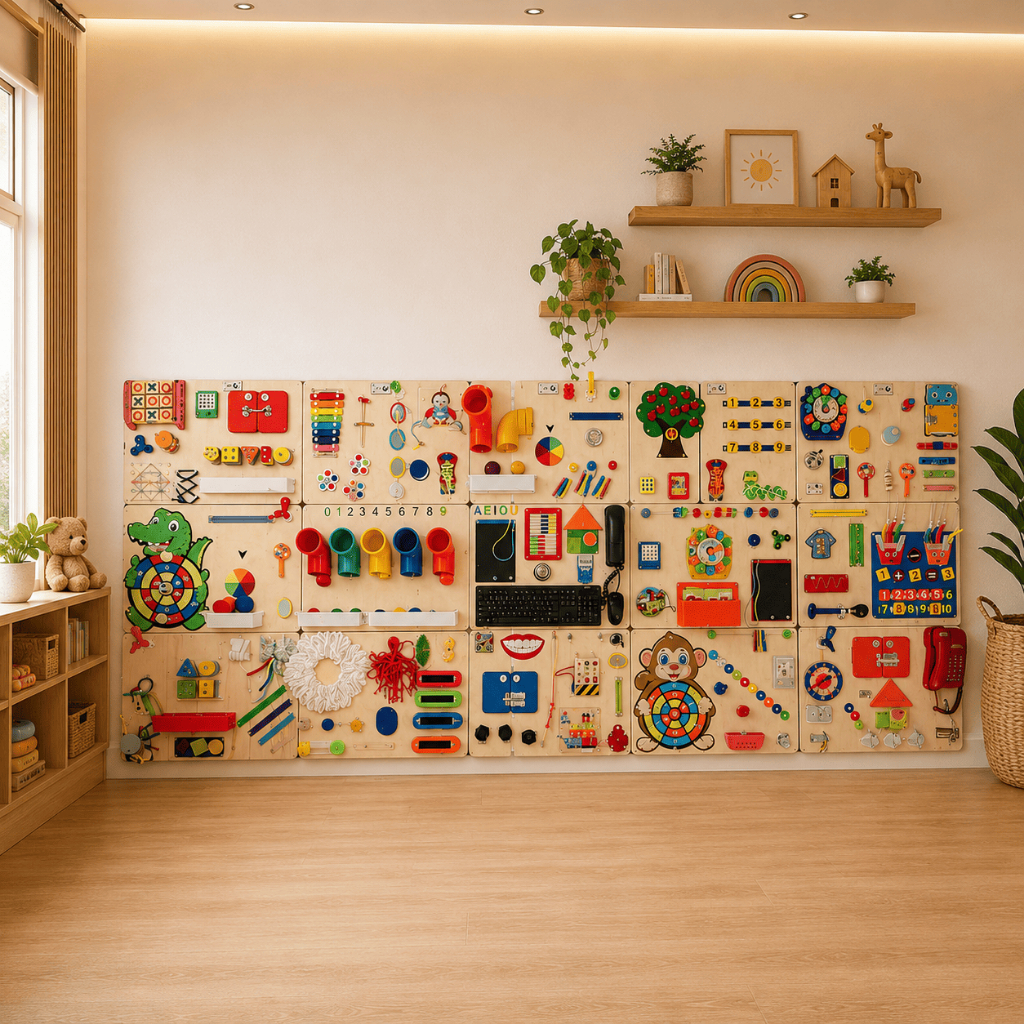 Painel Sensorial Montessoriano Educativo / Placa de Atividades/Parede Sensorial UE - com 290x129cm